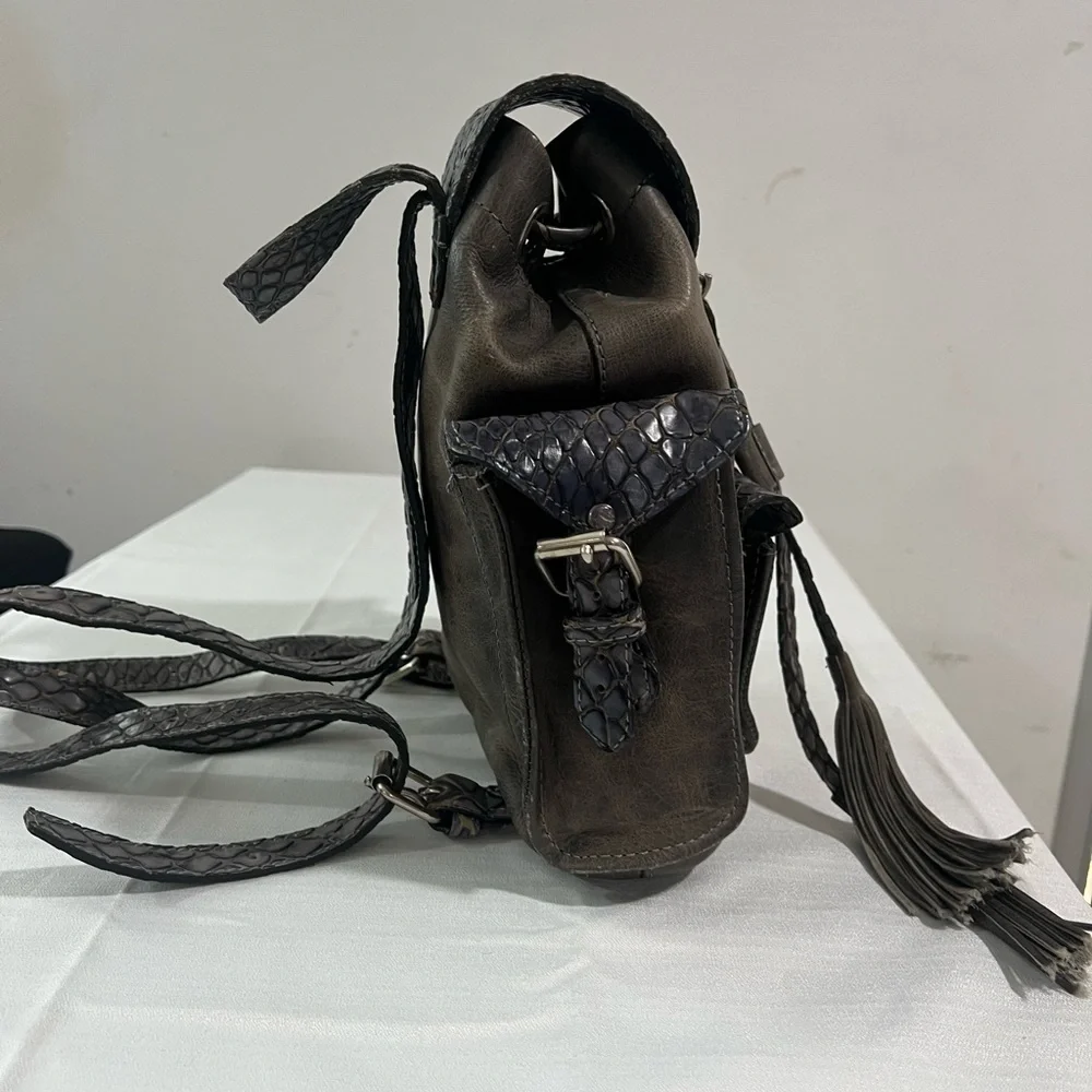Freebird By Steven Brett Stone Snake Leather Backpack - Picture 7 of 11